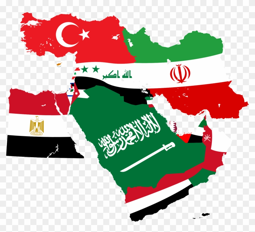 East Germany Flag Clipart Weather - Middle East Map With Flags - Png Download