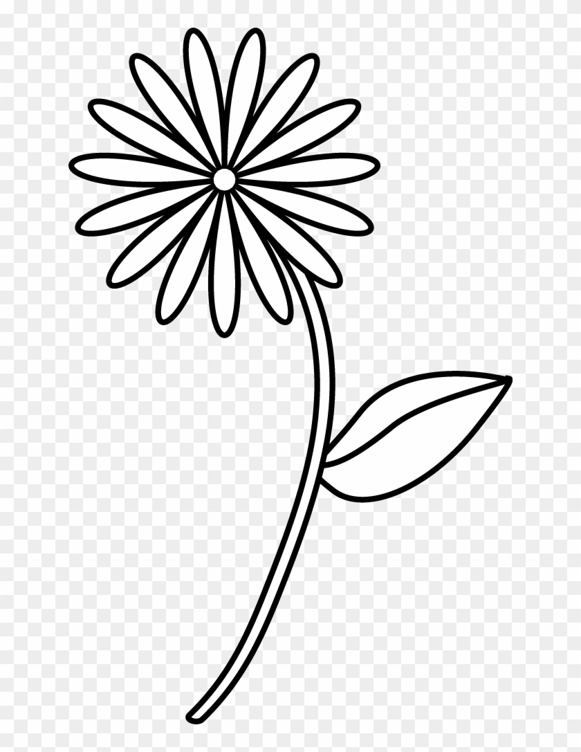Free Pictures Of Drawings - Simple Flower Line Drawing Clipart #658993
