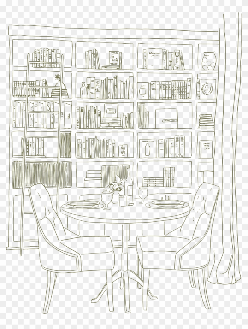 Green Library Drawing - Kitchen & Dining Room Table Clipart #659074