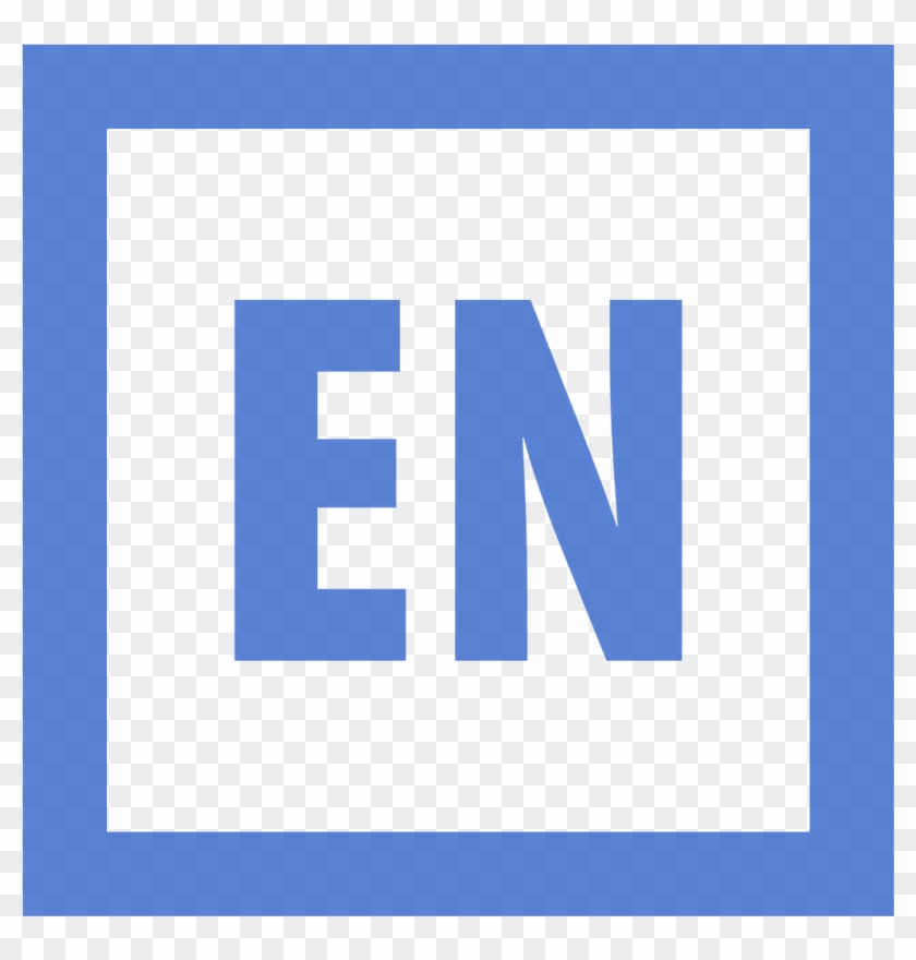 En Language Symbol In Blue Letters In A Blue Square - Language Symbol Clipart