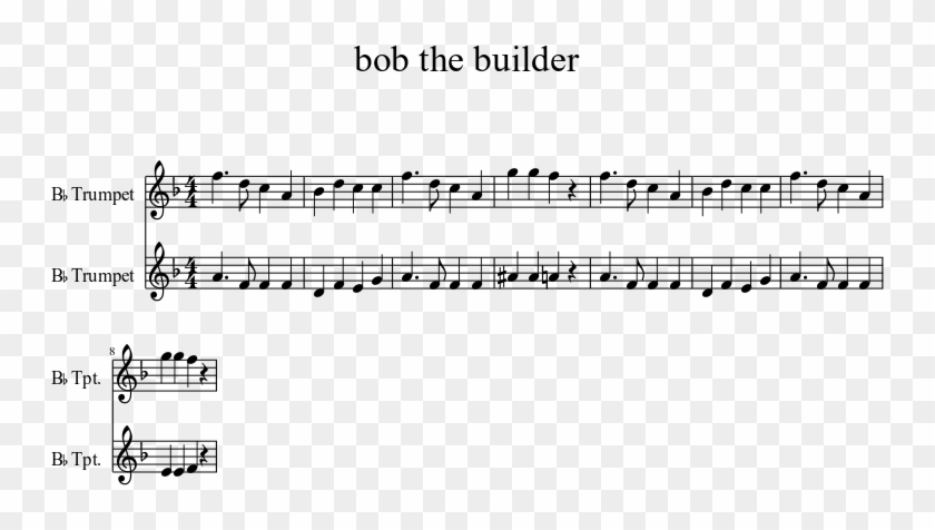 Bob The Builder Sheet Music 1 Of 1 Pages - Fortnite Trumpet Sheet Music Clipart #659123