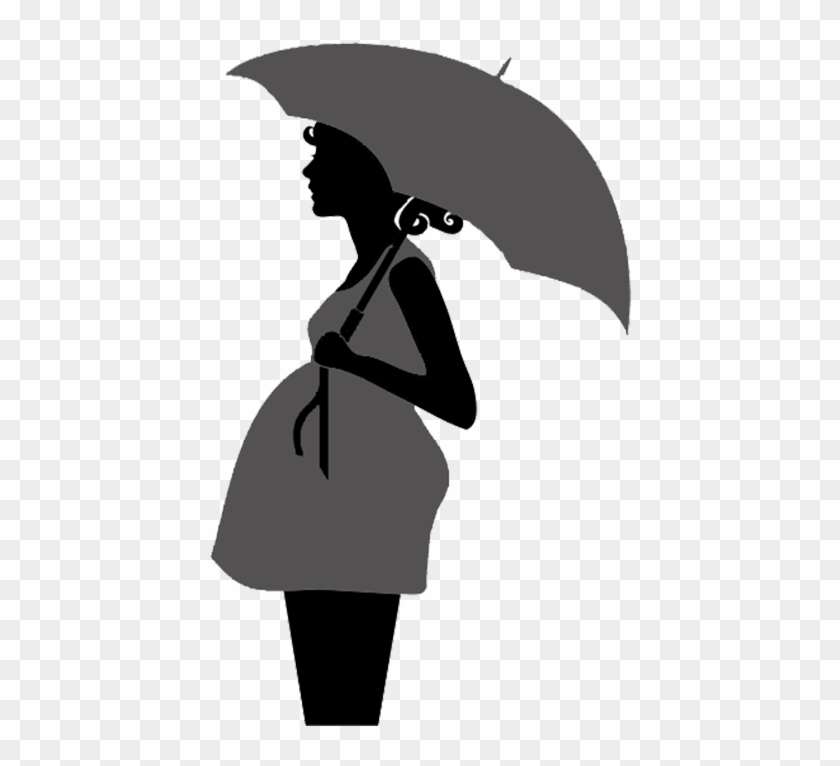 Mummy Clipart Pregnant - Pregnant Silhouette With Umbrella - Png Download #660854