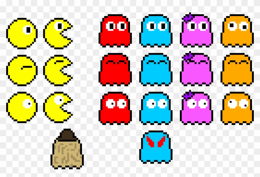 Pac Man & Ghosts - Retro Pixel Pac Man Clipart