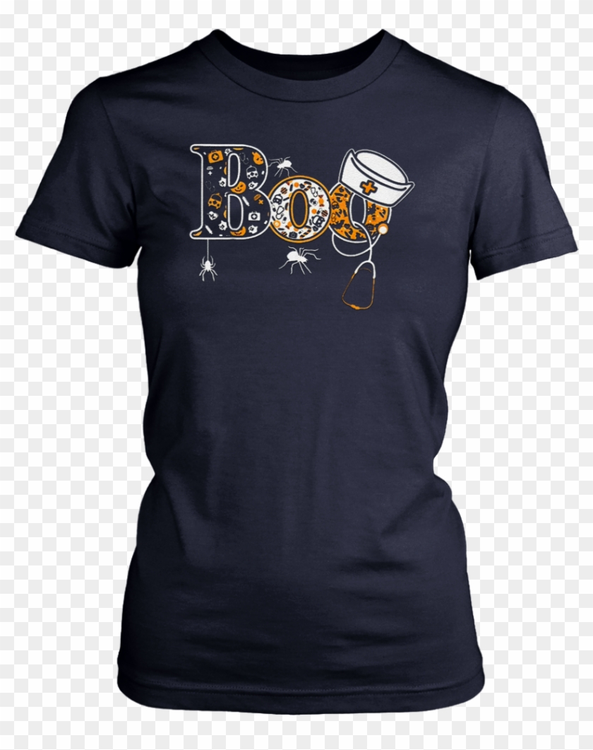 Boo Halloween Shirt With Spiders And Witch Nurse Hat Clipart