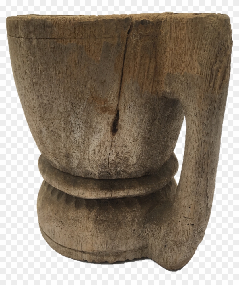 Old Antique Wooden One Piece Hand Carved Jar Wood Tribal Clipart