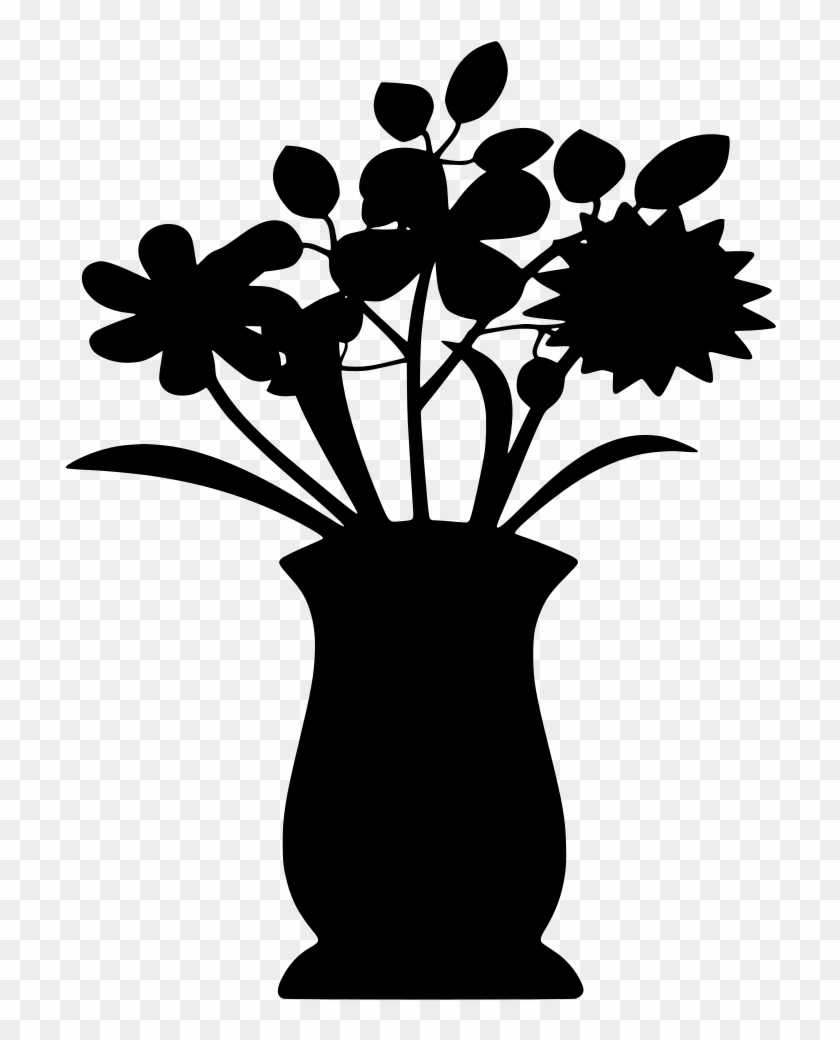Download Png - Vase Flowers Silhouette Png Clipart #663866