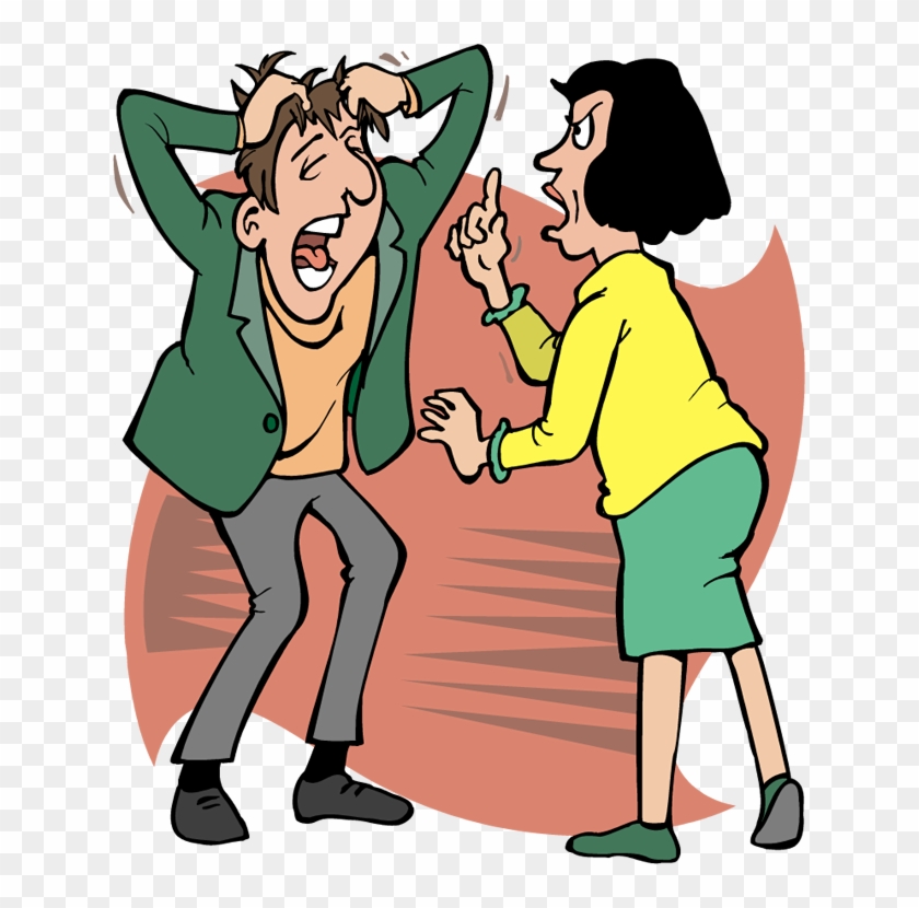 Siblings Fighting Png Transparent - Husband Wife Fight Cartoon Clipart #663921