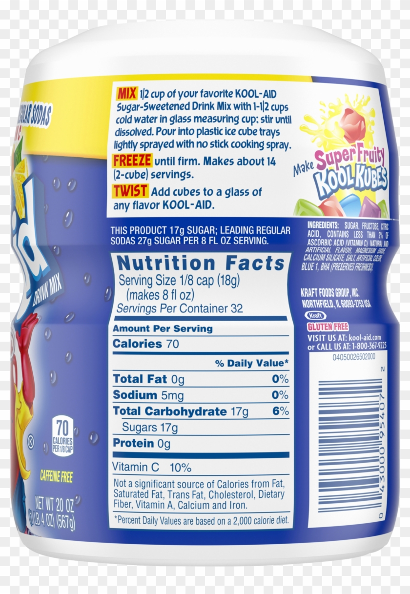 Kool-aid Twists Drink Mix, Ice Blue Raspberry Lemonade, - Nutrition Facts Clipart #664749