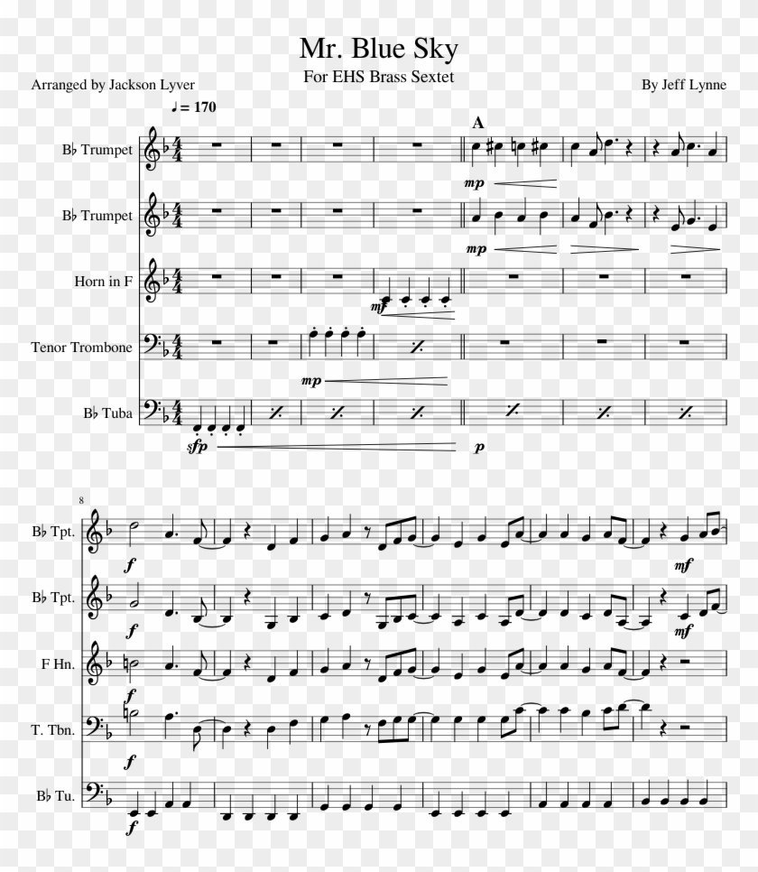 Blue Sky - Mr Blue Sky Trumpet Sheet Music Clipart #665111