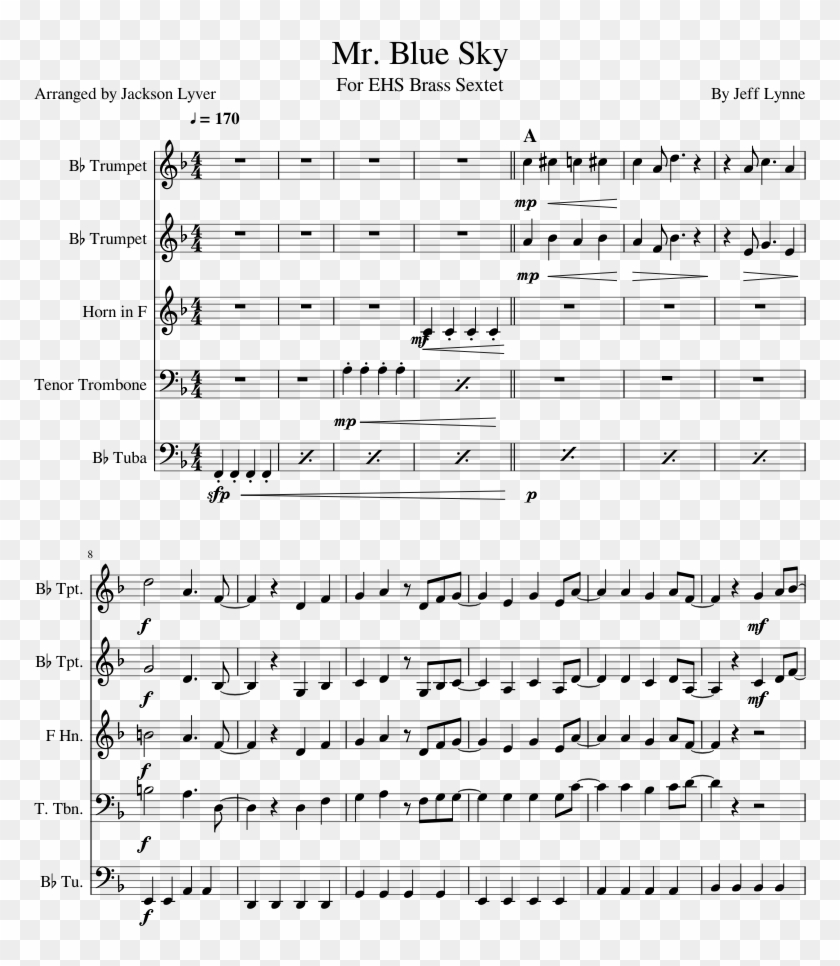 Blue Sky - Mr Blue Sky Trumpet Sheet Music Clipart