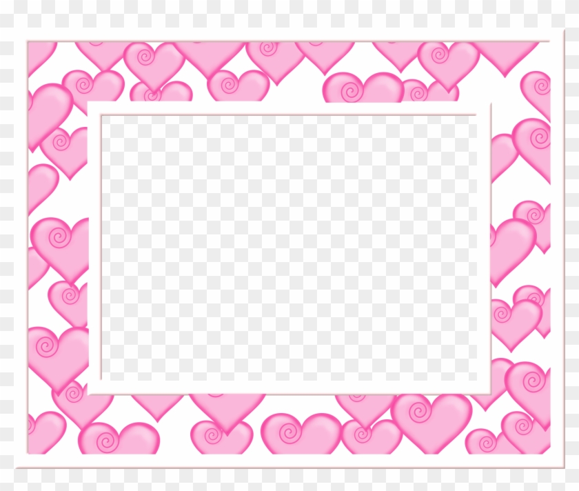Pink And White Heart Frame - Heart Frame Clipart