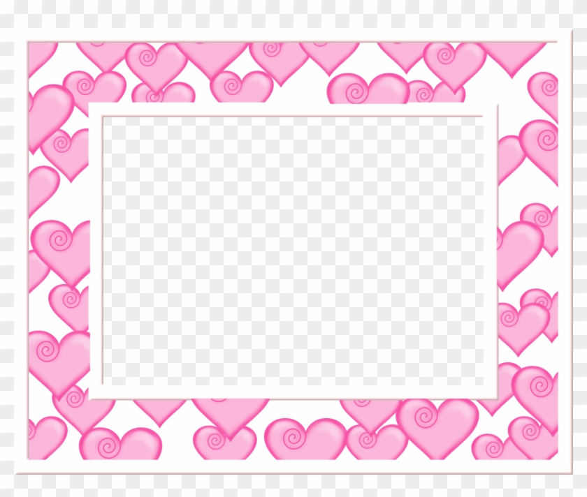 Pink And White Heart Frame - Heart Frame Clipart #666504