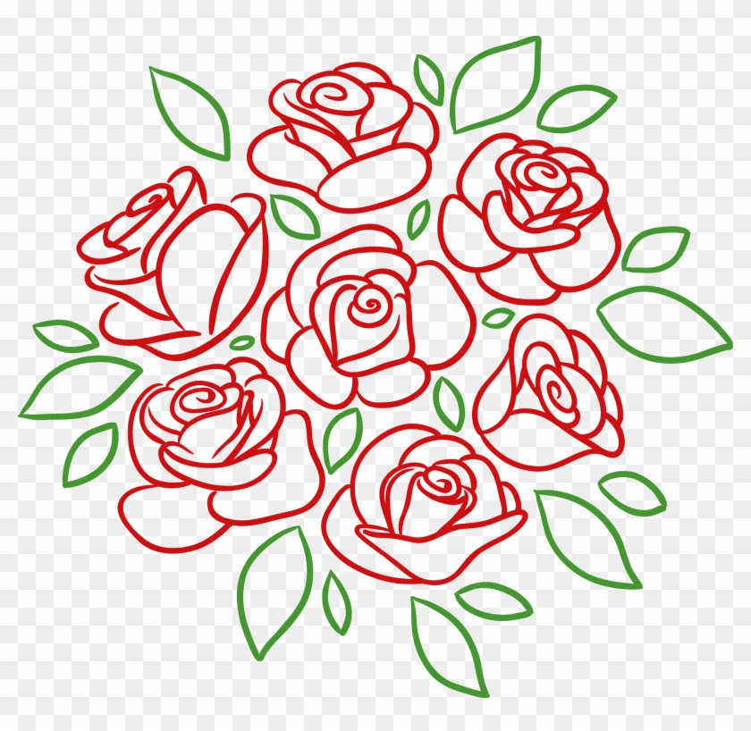 1923 X 1782 8 - Bouquet Of Roses Doodle Art Clipart #667906
