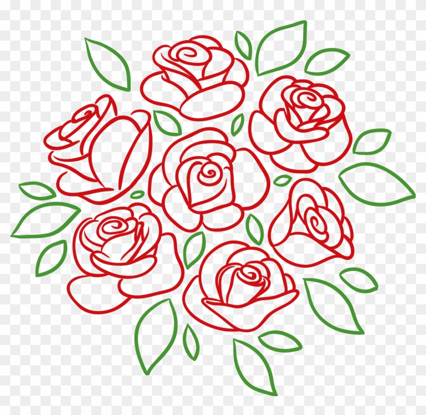 1923 X 1782 8 - Bouquet Of Roses Doodle Art Clipart
