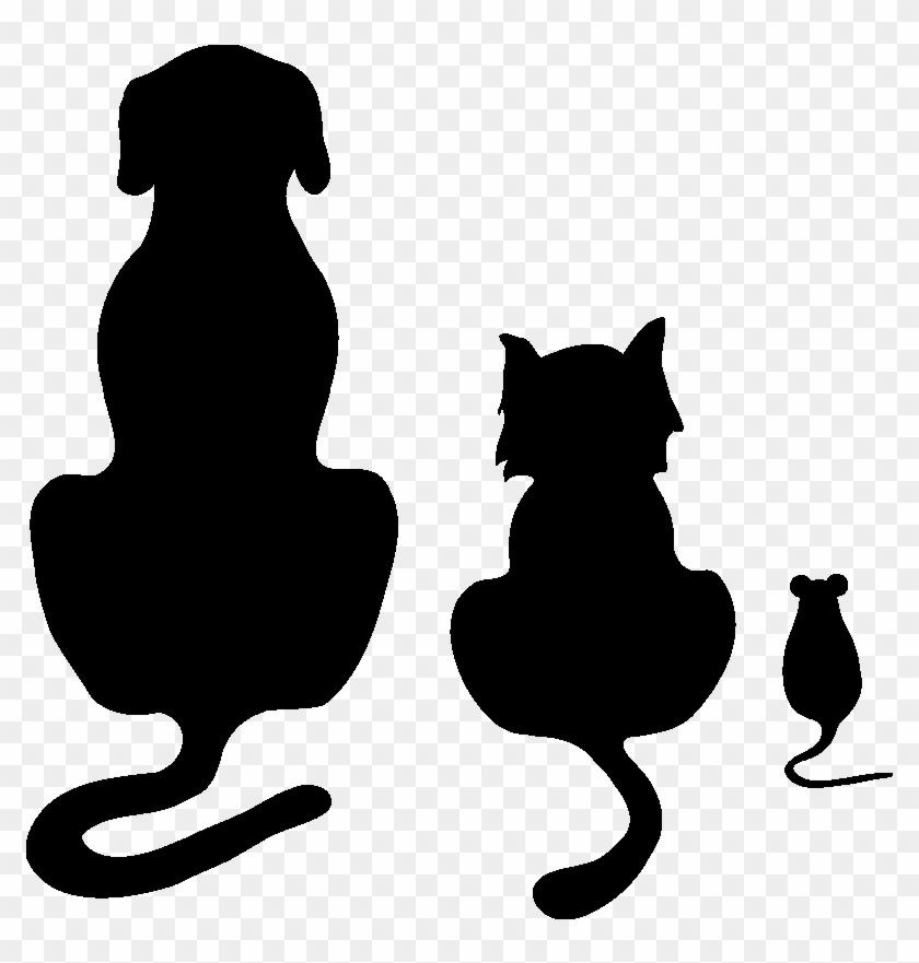 Banner Cat And Dog Silhouette Clipart - Dog Cat Mouse Silhouette - Png Download