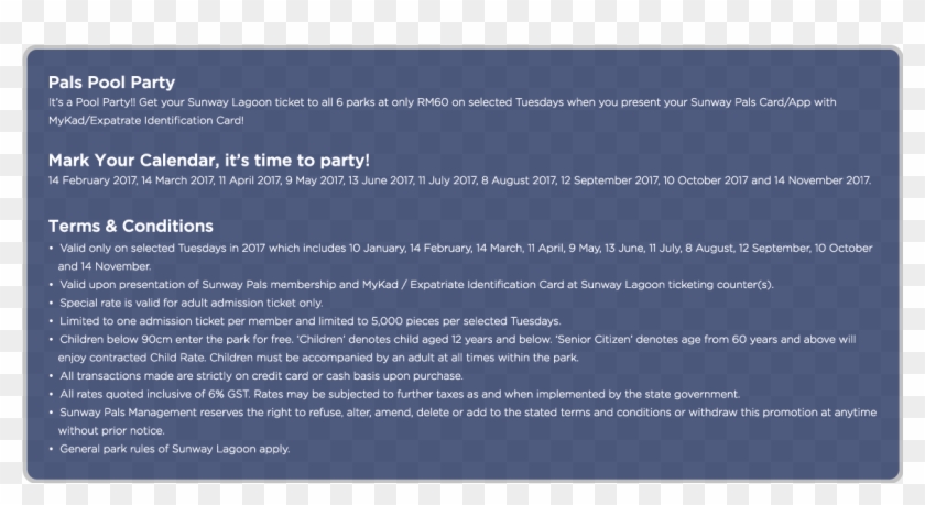Pals Pool Party - Admission Ticket Terms And Conditions Clipart