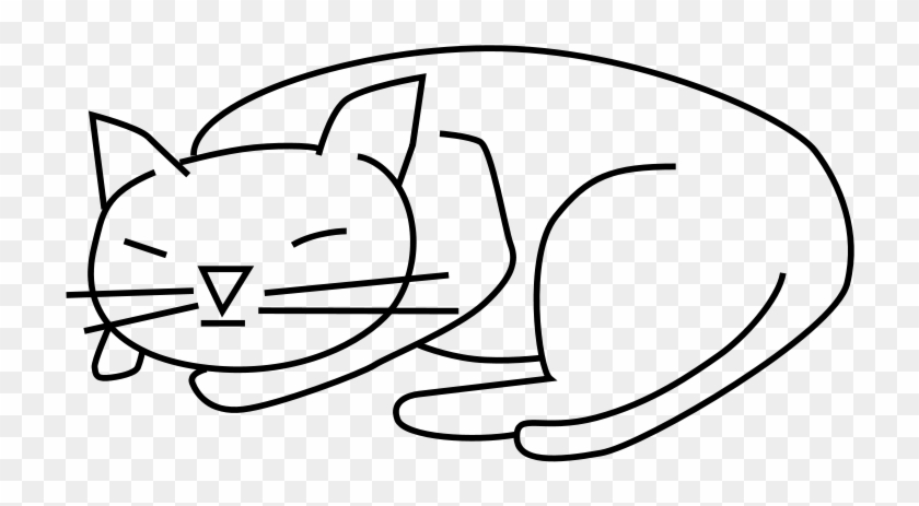 Sleeping Cat Silhouette - Simple Sleeping Cat Drawing Clipart