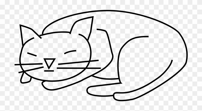 Sleeping Cat Silhouette - Simple Sleeping Cat Drawing Clipart #672689