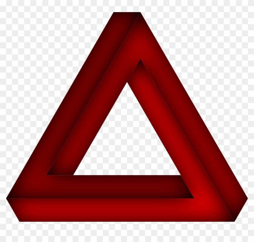 Penrose Triangle, The Impossible Triangle - Impossible Triangle Red Clipart #673643