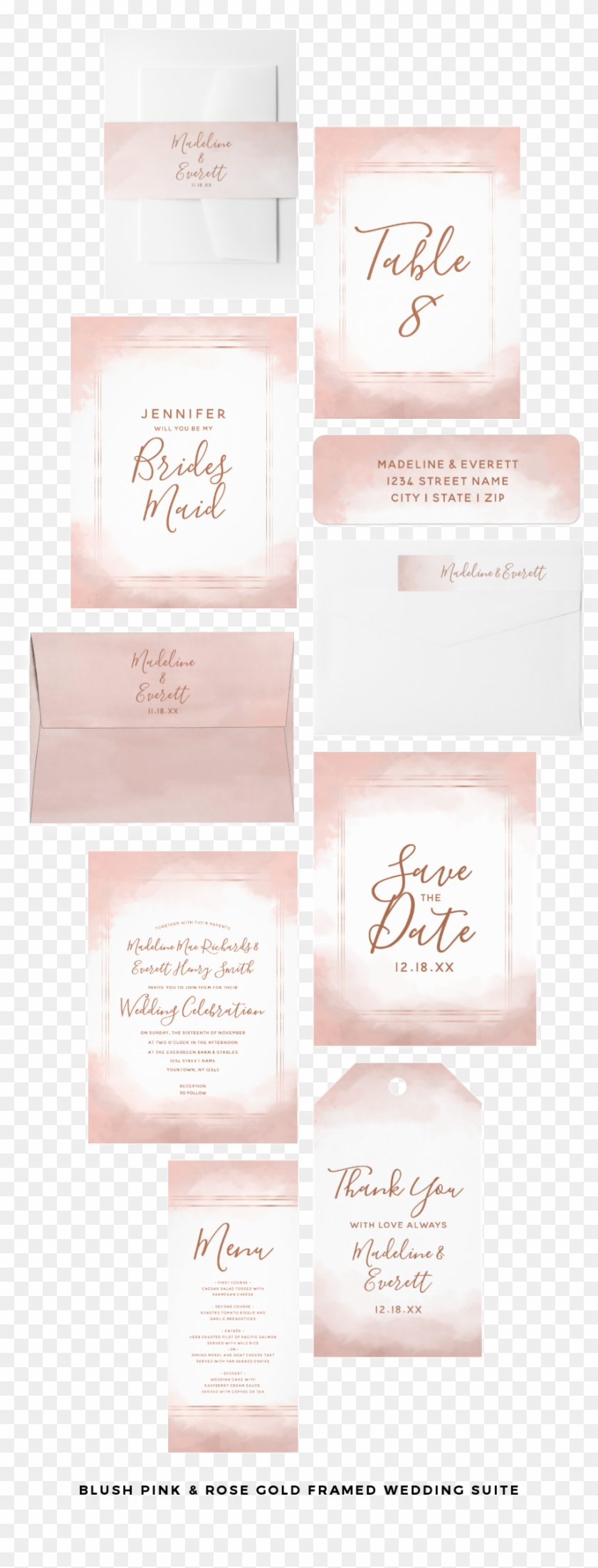 #blush #pink & Rose Gold Framed Wedding Suite With - Calligraphy Clipart #673826