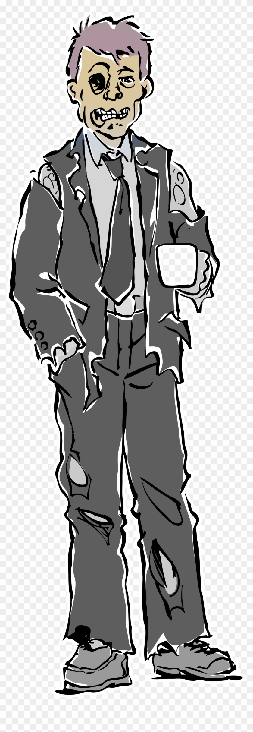 Coffee Drinking Zombie - Illustration Clipart