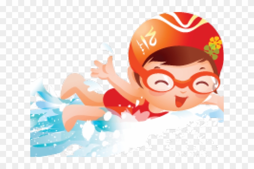 Cartoon Girl Swimming Clipart