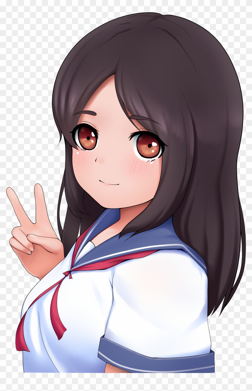 Girl In Sailor Fuku Publicdomainq - Anime Girl Peace Sign Clipart