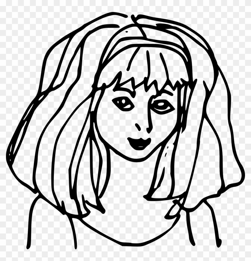 Girl,hair,long,hair Length, - Girloutline Clipart #676759