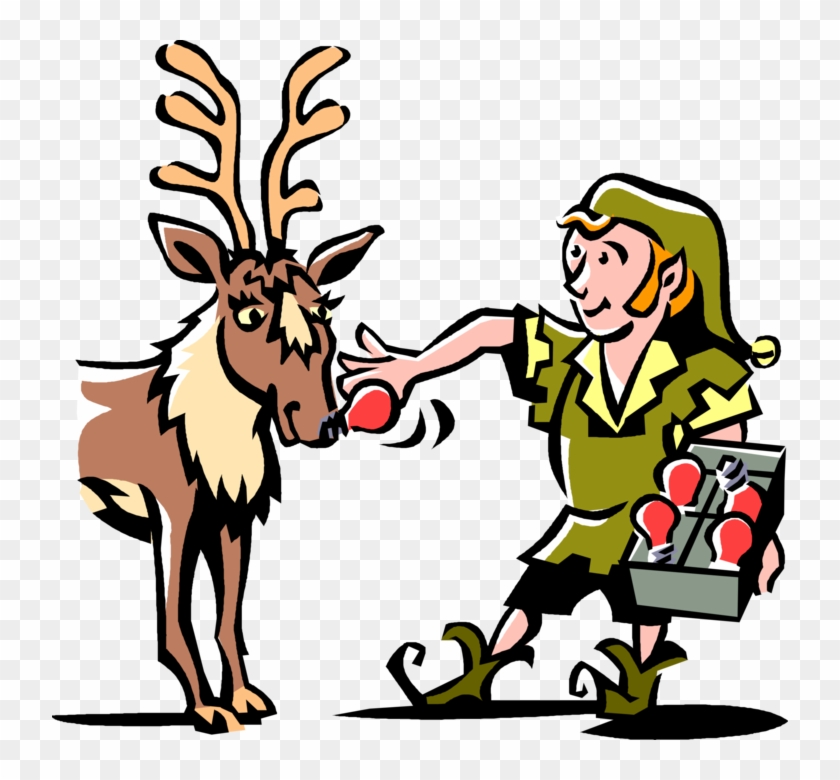 Vector Illustration Of Santa Claus Workshop Elf Puts Clipart #678842