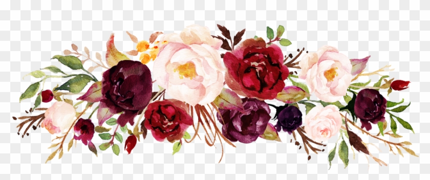 Peony Clipart Swag - Marsala Watercolor Flowers Png Transparent Png