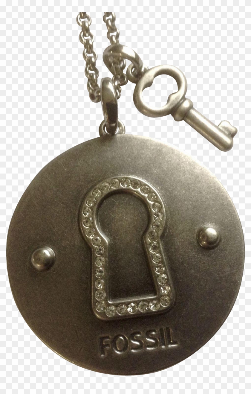 Fossil Brand Silver Tone Diamond Rhinestone Keyhole - Chain Clipart #678892