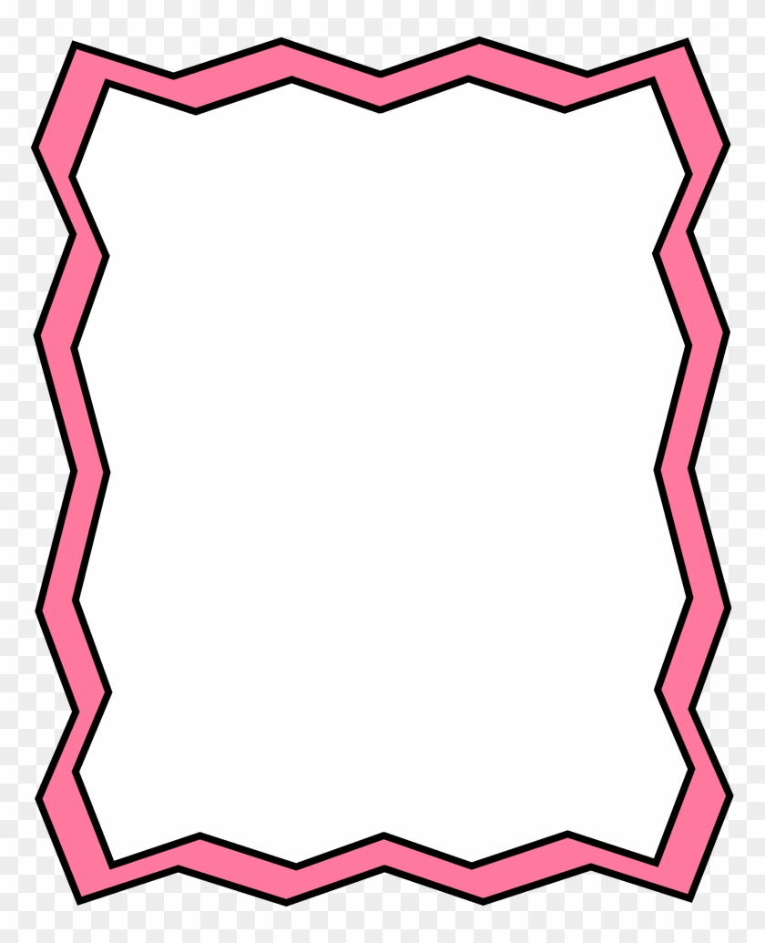 Full Page Pink Zig Zag Frame - Transparent Pink Page Border Clipart