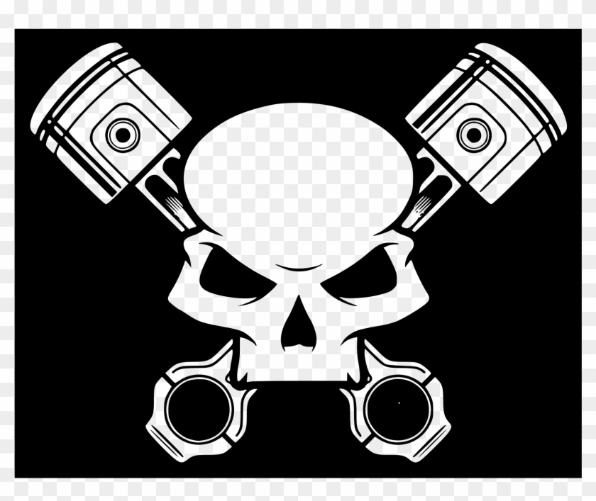 Skull And Crossbones Piston Calavera Decal - Skull Piston Clipart #681534