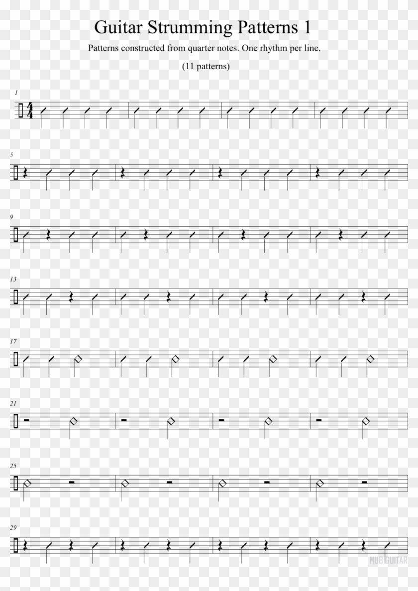 Quarter-note Strumming Patterns - Guitar Strumming Patterns Pdf Clipart #681906