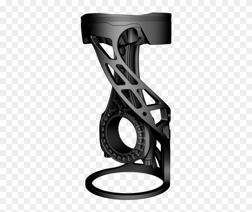 Piston, Wristpin And Connecting Rod On Inspection Support - Monochrome Clipart