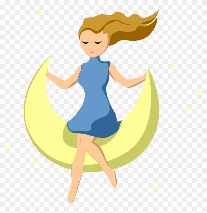 This Free Icons Png Design Of Girl On Crescent Moon Clipart