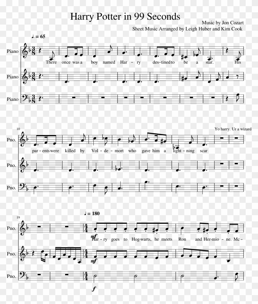 Harry Potter In 99 Seconds Sheet Music Composed By - See The Potential Sheet Music Clipart #684681