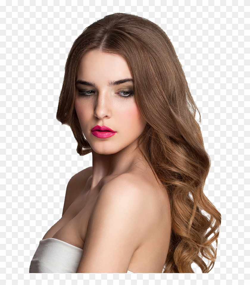 Hair Extensions Woman Long Brown Curly Hair Clipart