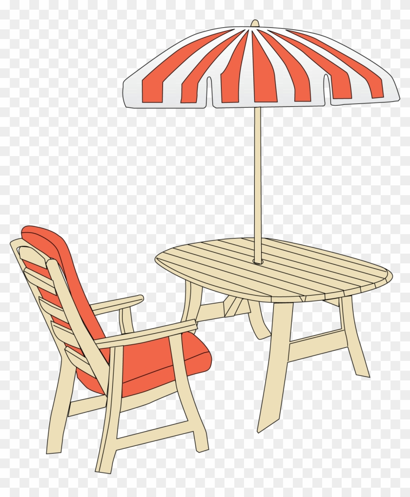 Beach Umbrella With Chairs Free Png Clip Art Image - Garden Furniture Transparent Png #687872
