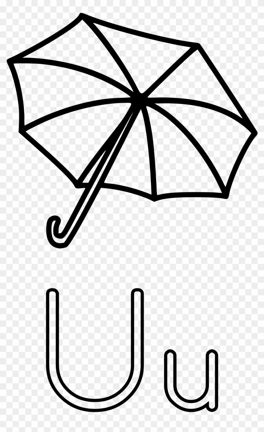 Umbrella Black And White Clipart 1 - U Is For Umbrella Worksheet - Png Download