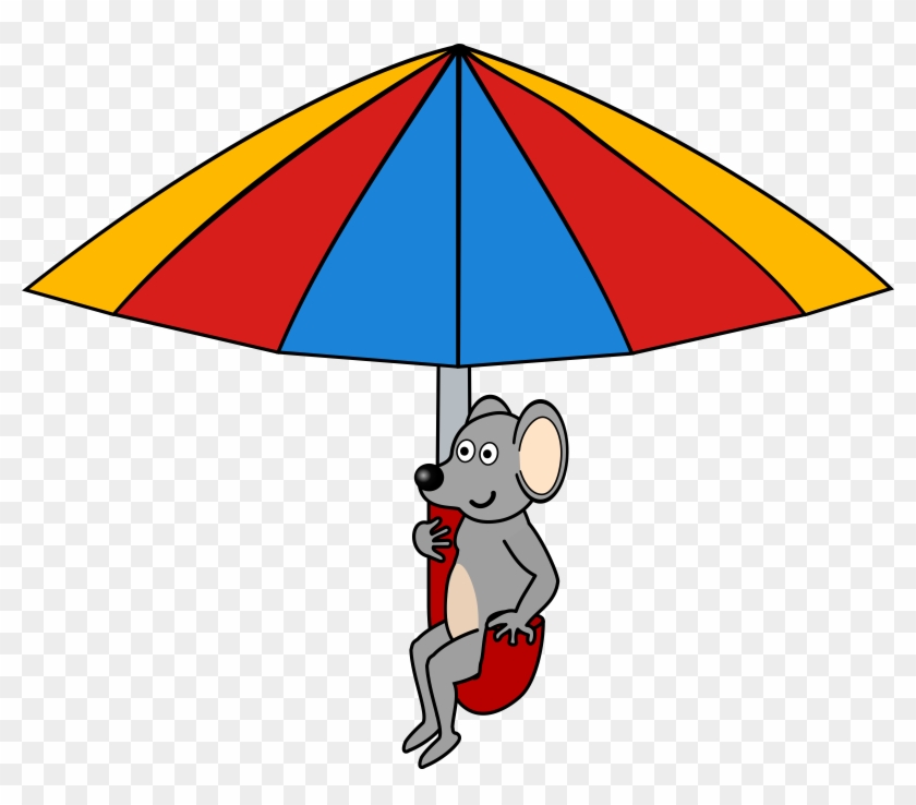 Umbrella Clip Arts - Mouse With Umbrella - Png Download