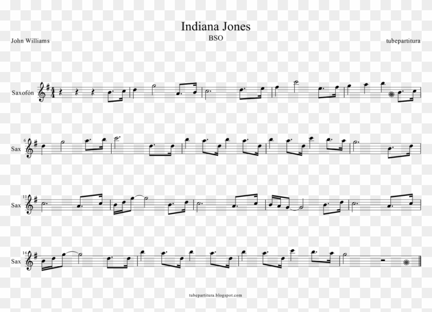 Indiana Jones Sax Music Score - Partitura Beatles Clarinete Clipart