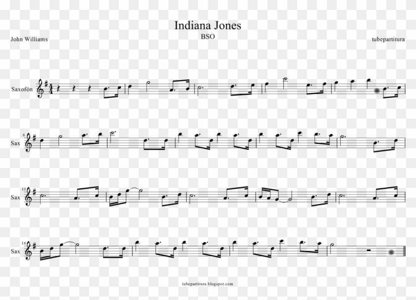 Indiana Jones Sax Music Score - Partitura Beatles Clarinete Clipart #688415