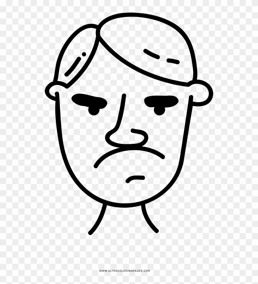 Angry Man Coloring Page - Line Art Clipart