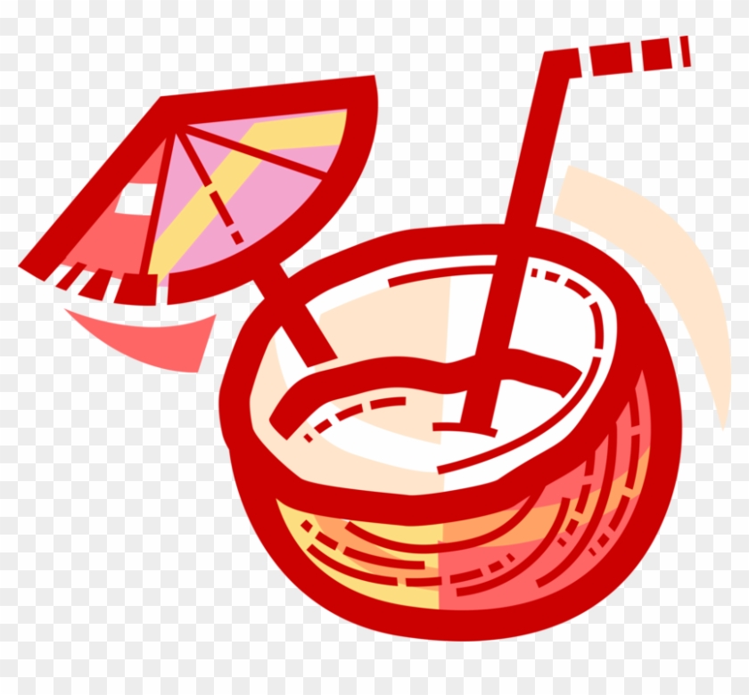 Vector Illustration Of Pina Colada Rum Cocktail Alcohol Clipart