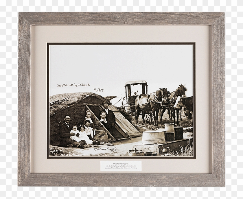A Family Next To Their Dugout House In Oklahoma Territory - Picture Frame Clipart #690819