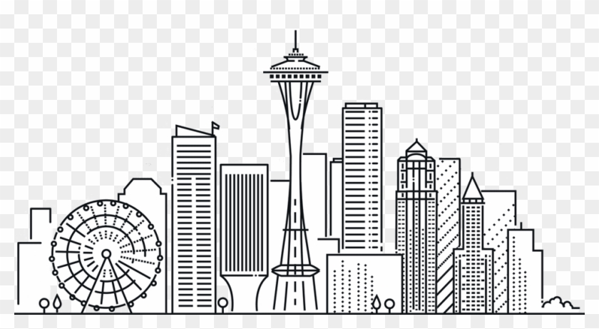 Charlotte, Nc And Surrounding Areas - Seattle Skyline Line Art Clipart