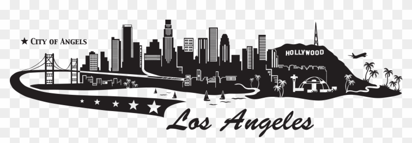 3500 X 1047 18 - Los Angeles Skyline Black Clipart #692213