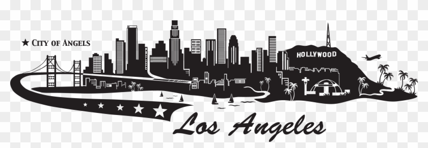 3500 X 1047 18 - Los Angeles Skyline Black Clipart
