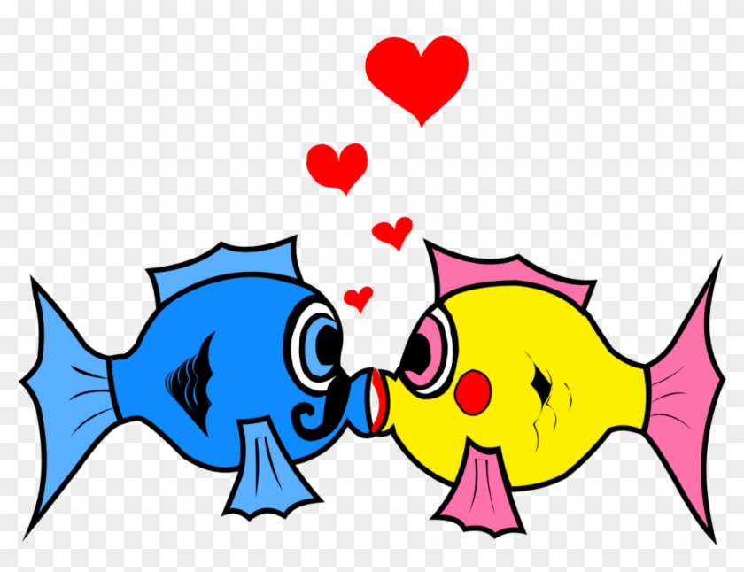 Hearts Clipart Fish Hook - Fish In Love - Png Download